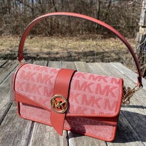 Michael Kors MK Cinnamon NWT Greenwich Small Leather Crossbody Bag Purse Tote
